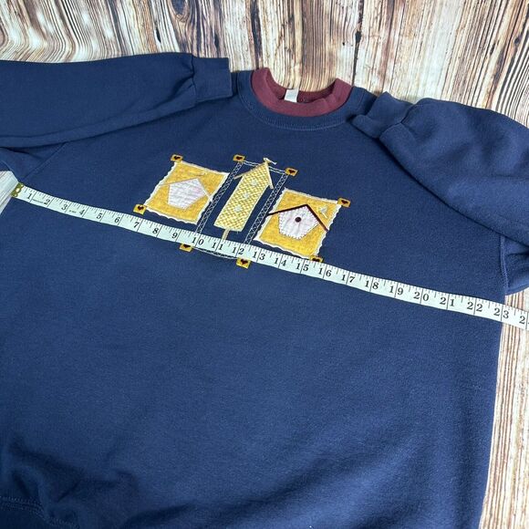 Vintage Jerzees Sz Large Blue Bird House Crewneck Sweatshirt Top Granny Grandma - Picture 6 of 9